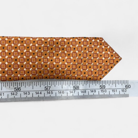 Jos. A. Bank Silk Tie Burnt Orange Geometric Textured - Picture 6 of 6